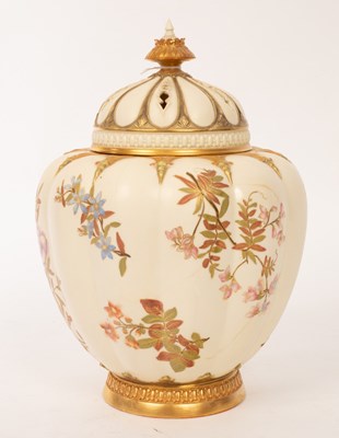 Lot 227 - A Royal Worcester blush ivory pot pourri vase,...