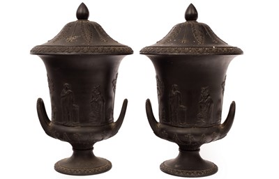 Lot 236 - A pair of early 20th Century Wedgwood black...