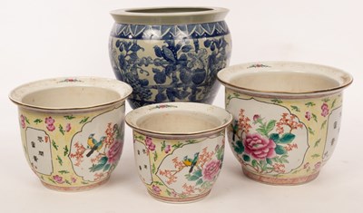 Lot 265 - Three Chinese graduated jardinières decorated...