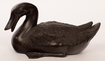 Lot 274 - A Japanese bronze figure of a duck, 28cm long