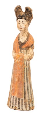 Lot 277 - A Tang dynasty Chinese pottery painted lady...