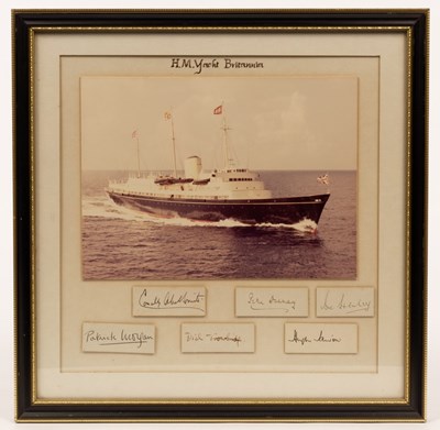 Lot 295 - A photograph of H M Britannia with attached...