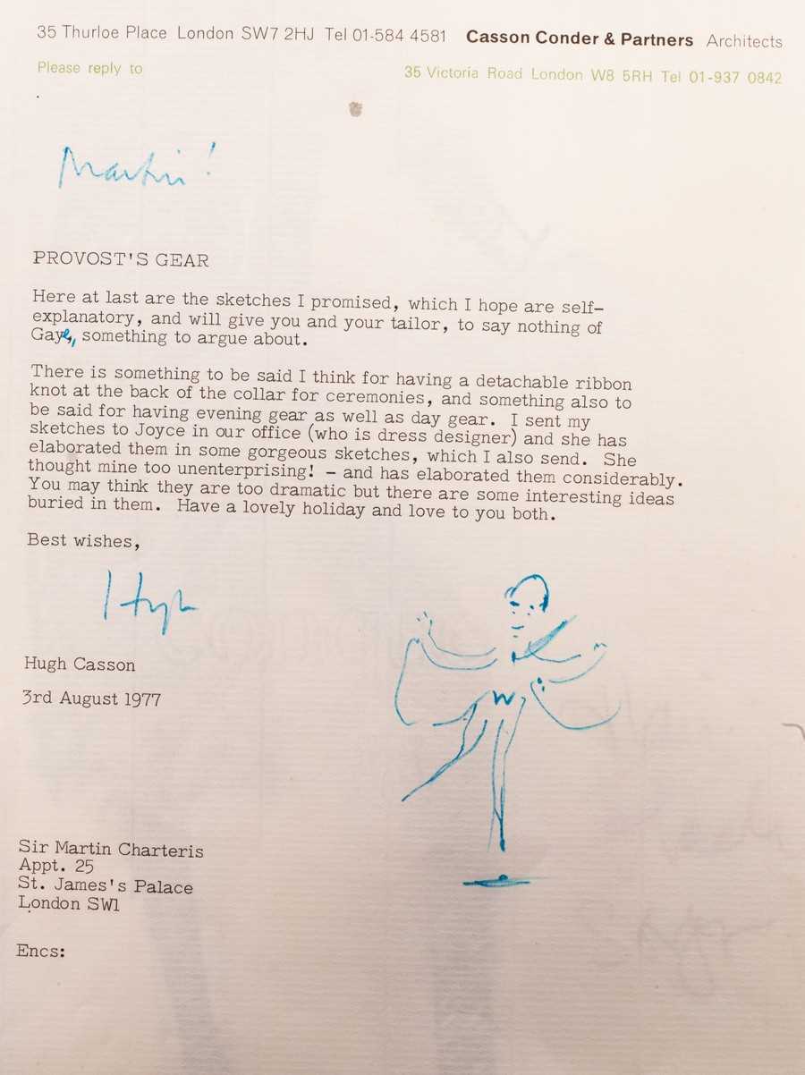 Lot 304 - A letter from Hugh Casson to Martin Charteris...