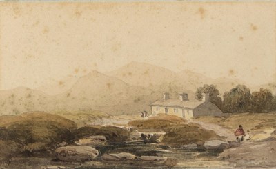 Lot 348 - Manner of David Cox/Cottages and Figures in...