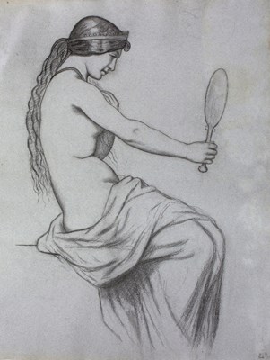 Lot 351 - BLD/Study of a Pre-Raphaelite...