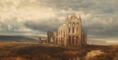 Lot 405 - Bernard Evans/Whitby Abbey/watercolour, 39cm x...