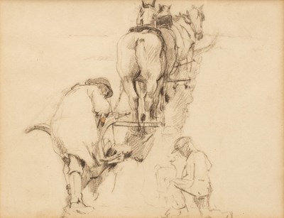 Lot 413 - Alfred Strutt (1856-1924)/Ploughing/pencil...