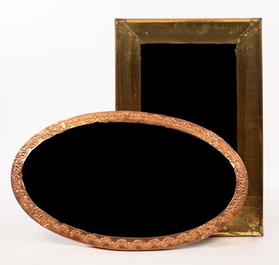 Lot 547 - An oval copper framed mirror, 47cm x 80.5cm...