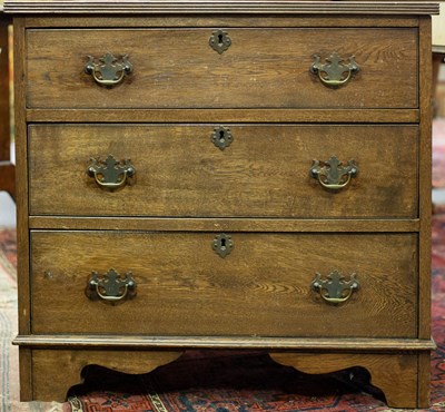 Lot 573 - A 19th Century oak chest fitted three drawers...