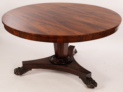 Lot 576 - A William IV circular rosewood table on an...