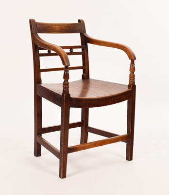 Lot 611 - A mid 19th Century fruitwood armchair, the...