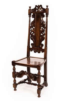 Lot 624 - An oak high back single chair of Charles II...