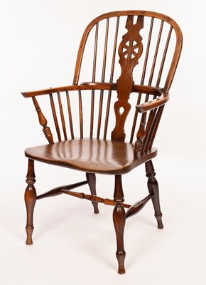 Lot 635 - A stick and pierced splat back armchair with...