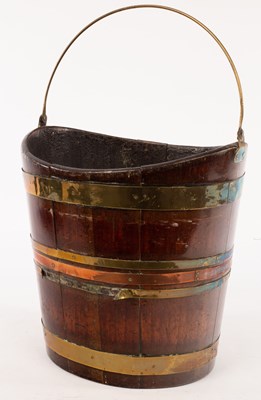 Lot 641 - A George III brass bound oval bucket with...