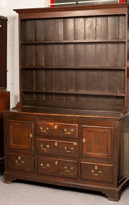 Lot 646 - An 18th Century oak dresser, fitted three...