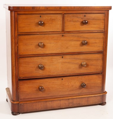 Lot 651 - A Victorian mahogany chest of three long and...