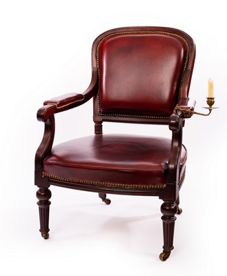 Lot 657 - A Gillows mahogany library chair with...