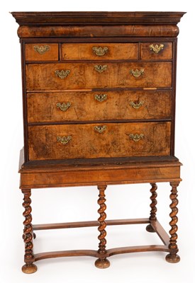 Lot 661 - A Queen Anne walnut chest on stand, the...