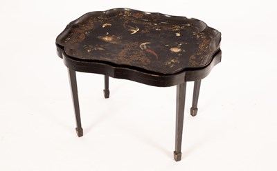 Lot 664 - A Victorian black lacquered papier-mâché tray...