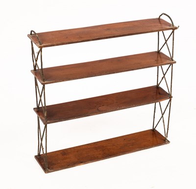 Lot 676 - A set of mahogany rectangular wall shelves...