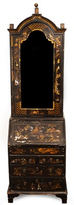 Lot 677 - A mid 19th Century chinoiserie bureau bookcase...