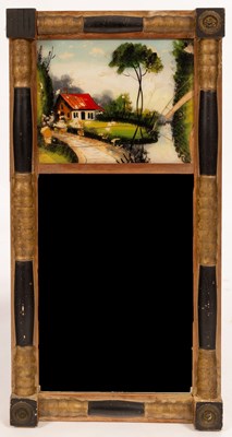 Lot 696 - A 19th Century gilt and ebonised wall mirror,...