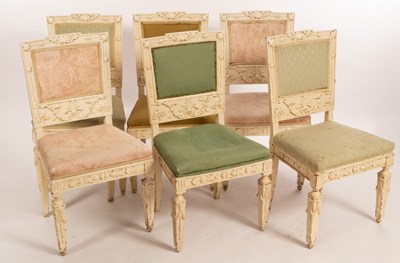 Lot 697 - Six late 19th Century French salon chairs with...