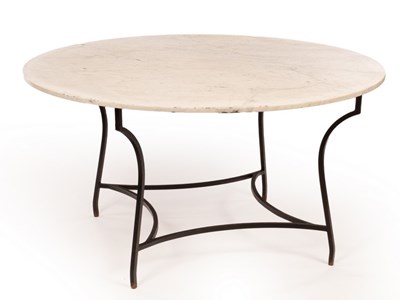 Lot 700 - A circular marble top table on four S-shaped...