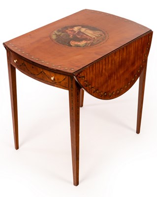 Lot 708 - A late 19th Century satinwood Pembroke table,...