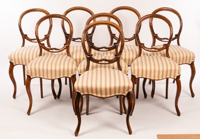 Lot 716 - A set of eight Victorian balloon back chairs