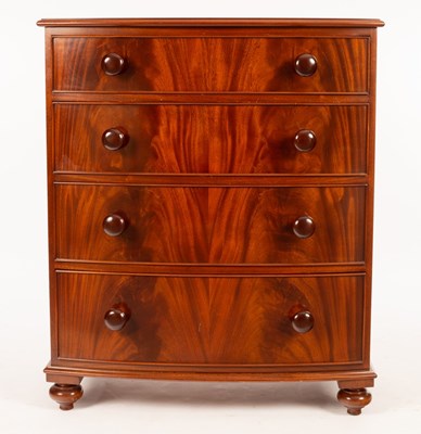 Lot 742 - A mahogany bowfront chest of four long drawers,...