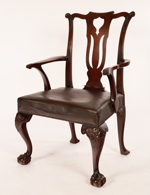 Lot 744 - A George II style mahogany open armchair, with...