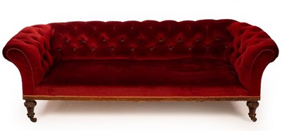 Lot 746 - A Victorian Chesterfield sofa, on turned...