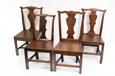 Lot 767 - Four fruitwood and elm splat back single...