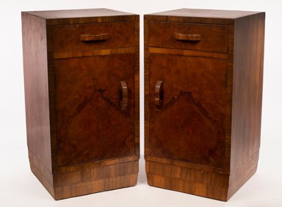 Lot 770 - A pair of Art Deco bedside tables, each fitted...