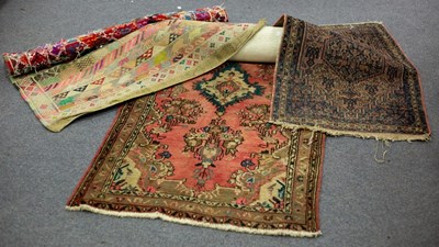 Lot 780 - A Hamadan runner, the central pink ground...