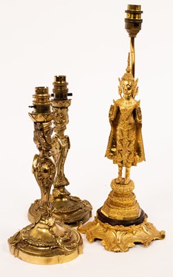 Lot 802 - A pair of 19th Century Rococo style gilt brass...