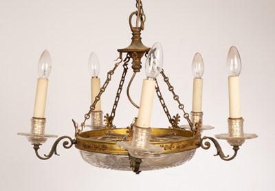 Lot 804 - An Edwardian style cut glass five-light...