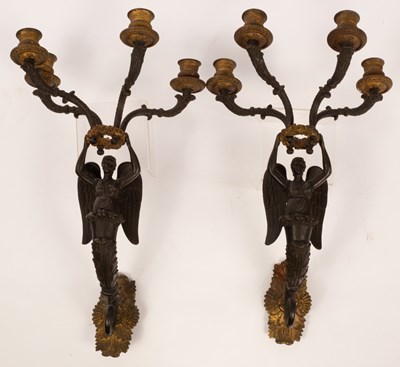 Lot 809 - A pair of Empire bronze and ormolu mounted...