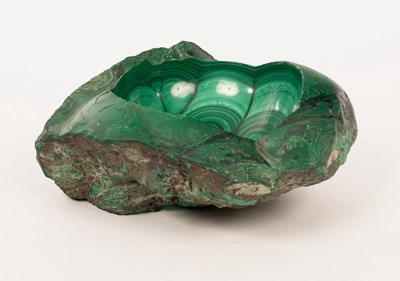 Lot 830 - A large malachite bowl, natural stone with...