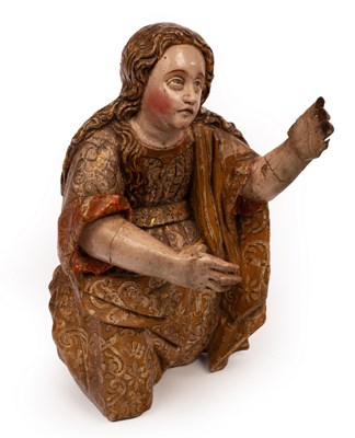 Lot 835 - A 17th Century carved and polychrome figure of...