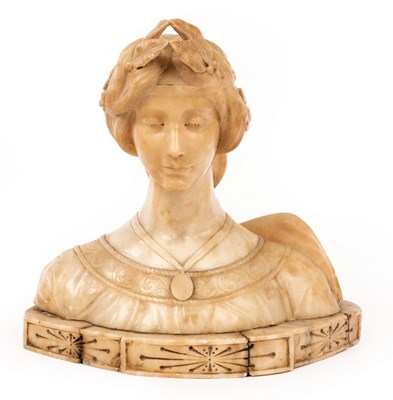 Lot 840 - An Italian alabaster bust of Poesia or...