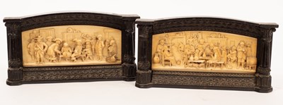 Lot 843 - A pair of 19th Century Flemish carved ivory...