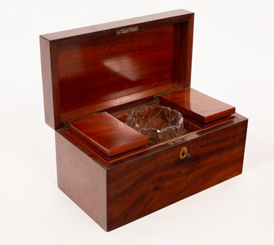 Lot 903 - A George III mahogany tea caddy with two...