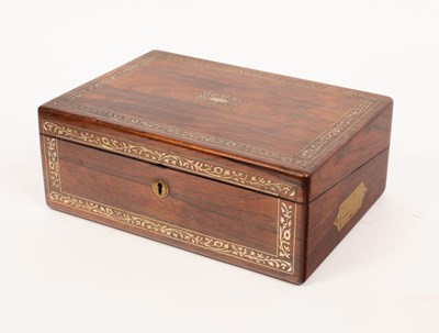 Lot 904 - A Regency rosewood writing box inlaid...