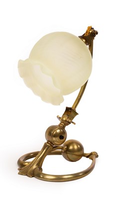 Lot 942 - A WAS Benson brass table lamp with Powell...