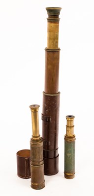 Lot 952 - A leather cased brass telescope by Broadhurst...