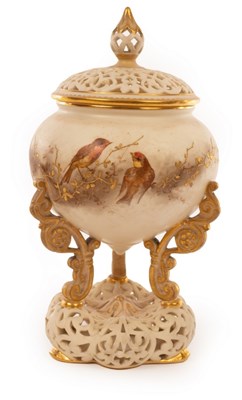 Lot 2 - A Grainger & Co reticulated vase and cover of...