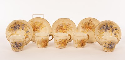 Lot 9 - Five Royal Worcester cups and saucers of...