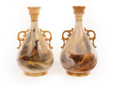 Lot 17 - Two Royal Worcester vases, each with pierced...